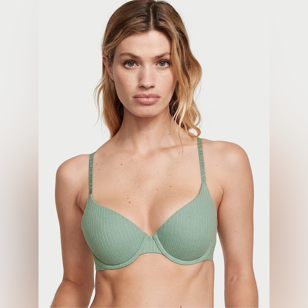 Victoria’s Secret The T-Shirt Seasalt Green Drop Needle Lightly Lined Demi Bra
